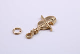 Violin Charm, Traditional Charm, Made from Solid 9ct Yellow Gold, British Hallmarked, Complete with Attachment Link