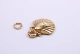 Sea Shell Charm, Made from Solid Cast Yellow Gold, British Hallmarked, Complete with Attachment Link