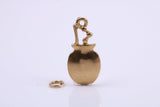 Cooking Pot Charm, Made from Solid 9ct Yellow Gold, British Hallmarked, Complete with Attachment Link