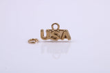 USA Charm, Traditional Charm, Made from Solid 9ct Yellow Gold, British Hallmarked, Complete with Attachment Link