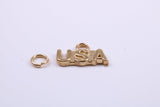 USA Charm, Traditional Charm, Made from Solid 9ct Yellow Gold, British Hallmarked, Complete with Attachment Link