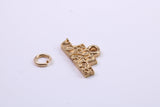 Bon Voyage Charm, Made from Solid 9ct Yellow Gold, British Hallmarked, Complete with Attachment Link