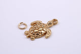 Turtle Charm, Traditional Charm, Made from Solid 9ct Yellow Gold, British Hallmarked, Complete with Attachment Link