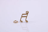 Musical Beam Note Charm, Made from Solid 9ct Yellow Gold, British Hallmarked, Complete with Attachment Link