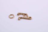 Musical Beam Note Charm, Made from Solid 9ct Yellow Gold, British Hallmarked, Complete with Attachment Link