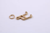 Musical Beam Note Charm, Made from Solid 9ct Yellow Gold, British Hallmarked, Complete with Attachment Link