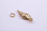 Sea Shell Charm, Made from Solid Cast Yellow Gold, British Hallmarked, Complete with Attachment Link