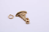 Wizards Hat Charm, Made from Solid Cast Yellow Gold, British Hallmarked, Complete with Attachment Link
