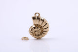 Sea Shell Charm, Traditional Charm, Made from Solid 9ct Yellow Gold, British Hallmarked, Complete with Attachment Link