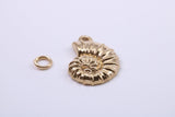 Sea Shell Charm, Traditional Charm, Made from Solid 9ct Yellow Gold, British Hallmarked, Complete with Attachment Link