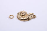 Sea Shell Charm, Traditional Charm, Made from Solid 9ct Yellow Gold, British Hallmarked, Complete with Attachment Link