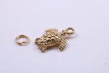 Turtle Charm, Made from Solid Cast Yellow Gold, British Hallmarked, Complete with Attachment Link