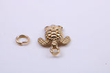 Turtle Charm, Made from Solid Cast Yellow Gold, British Hallmarked, Complete with Attachment Link