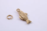 Fish Charm, Traditional Charm, Made from Solid 9ct Yellow Gold, British Hallmarked, Complete with Attachment Link