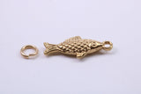 Fish Charm, Traditional Charm, Made from Solid 9ct Yellow Gold, British Hallmarked, Complete with Attachment Link