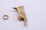 Raven Charm, Made from Solid Cast Yellow Gold, British Hallmarked, Complete with Attachment Link
