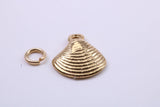 Sea Shell Charm, Made from Solid Cast Yellow Gold, British Hallmarked, Complete with Attachment Link