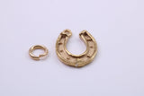 Good Luck Horse Shoe Charm, Traditional Charm, Made from Solid 9ct Yellow Gold, British Hallmarked, Complete with Attachment Link