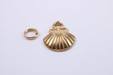 Sea Shell Charm, Made from Solid Cast Yellow Gold, British Hallmarked, Complete with Attachment Link