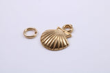 Sea Shell Charm, Made from Solid Cast Yellow Gold, British Hallmarked, Complete with Attachment Link