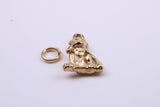 Speak no Evil Monkey Charm, Made from Solid Cast Yellow Gold, British Hallmarked, Complete with Attachment Link