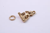 Speak no Evil Monkey Charm, Made from Solid Cast Yellow Gold, British Hallmarked, Complete with Attachment Link