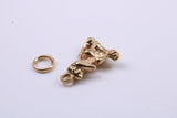 Speak no Evil Monkey Charm, Made from Solid Cast Yellow Gold, British Hallmarked, Complete with Attachment Link