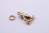Speak no Evil Monkey Charm, Made from Solid Cast Yellow Gold, British Hallmarked, Complete with Attachment Link