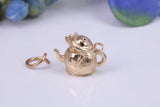Mouse in Teapot Charm, Traditional Charm, Made From Solid Yellow Gold with British Hallmark, Complete with Attachment Link