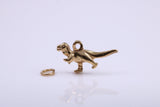 Dinosaur Charm, Traditional Charm, Made from Solid 9ct Yellow Gold, British Hallmarked, Complete with Attachment Link
