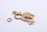 Perfume Bottle Charm, Made from Solid 9ct Yellow Gold, British Hallmarked, Complete with Attachment Link