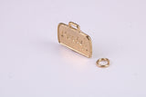 Travel Suitcase Charm, Traditional Charm, Made From Solid Yellow Gold with British Hallmark, Complete with Attachment Link
