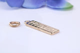 Chocolate Bar Charm, Traditional Charm, Made from Solid 9ct Yellow Gold, British Hallmarked, Complete with Attachment Link