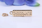 Chocolate Bar Charm, Traditional Charm, Made from Solid 9ct Yellow Gold, British Hallmarked, Complete with Attachment Link