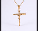 35 mm Long Gold Crucifix Necklace Together with 18 Inch Long Chain, Made from Solid Yellow Gold, British Hallmarked