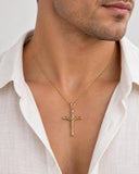 35 mm Long Gold Crucifix Necklace Together with 18 Inch Long Chain, Made from Solid Yellow Gold, British Hallmarked