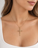 35 mm Long Gold Crucifix Necklace Together with 18 Inch Long Chain, Made from Solid Yellow Gold, British Hallmarked