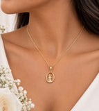 Oval St Christopher Necklace, Made from Solid Cast Yellow Gold, British Hallmark