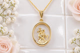 Oval St Christopher Necklace, Made from Solid Cast Yellow Gold, British Hallmark