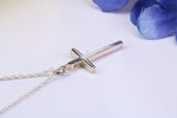 Small 25 mm Long Plain Polished Silver Cross Necklace, Made From Solid Cast Silver