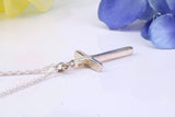 Small 25 mm Long Plain Polished Silver Cross Necklace, Made From Solid Cast Silver