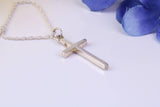 Small 25 mm Long Plain Polished Silver Cross Necklace, Made From Solid Cast Silver