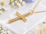 Twisted Rope Effect Cross Necklace, Made From Solid Cast Gold, British Hallmarked