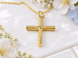 Twisted Rope Effect Cross Necklace, Made From Solid Cast Gold, British Hallmarked