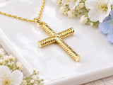 Twisted Rope Effect Cross Necklace, Made From Solid Cast Gold, British Hallmarked