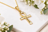 Small Ankh Cross Necklace, Made From Solid Cast Gold, British Hallmarked