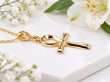Small Ankh Cross Necklace, Made From Solid Cast Gold, British Hallmarked