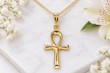 Small Ankh Cross Necklace, Made From Solid Cast Gold, British Hallmarked
