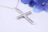 Twisted Rope Effect Silver Cross Necklace, Made From Solid Cast Silver