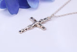 Small Crucifix Necklace, Made From Solid Cast Silver, Complete With Silver Chain
